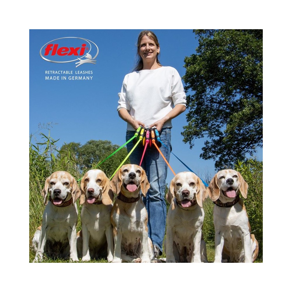 Flexi New Neon M automatinis pavadys, 5 m, juostelė, žalias - Image 8