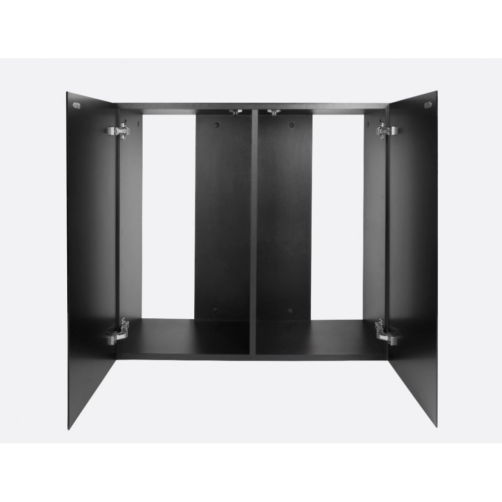 Glossy 80 spintelė stačiakampė juoda su durelėmis - Image 3