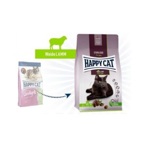 Happy Cat visavertis pašaras sterilizuotoms katėms su ėriena Sterilised Weide Lamm