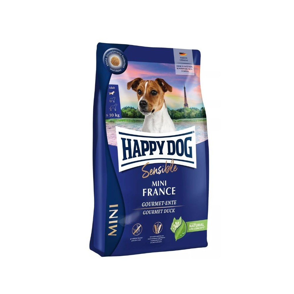 Happy Dog Mini France visavertis pašaras mažų veislių suaugusiems šunims su antiena ir bulvėmis 4 kg - Image 2