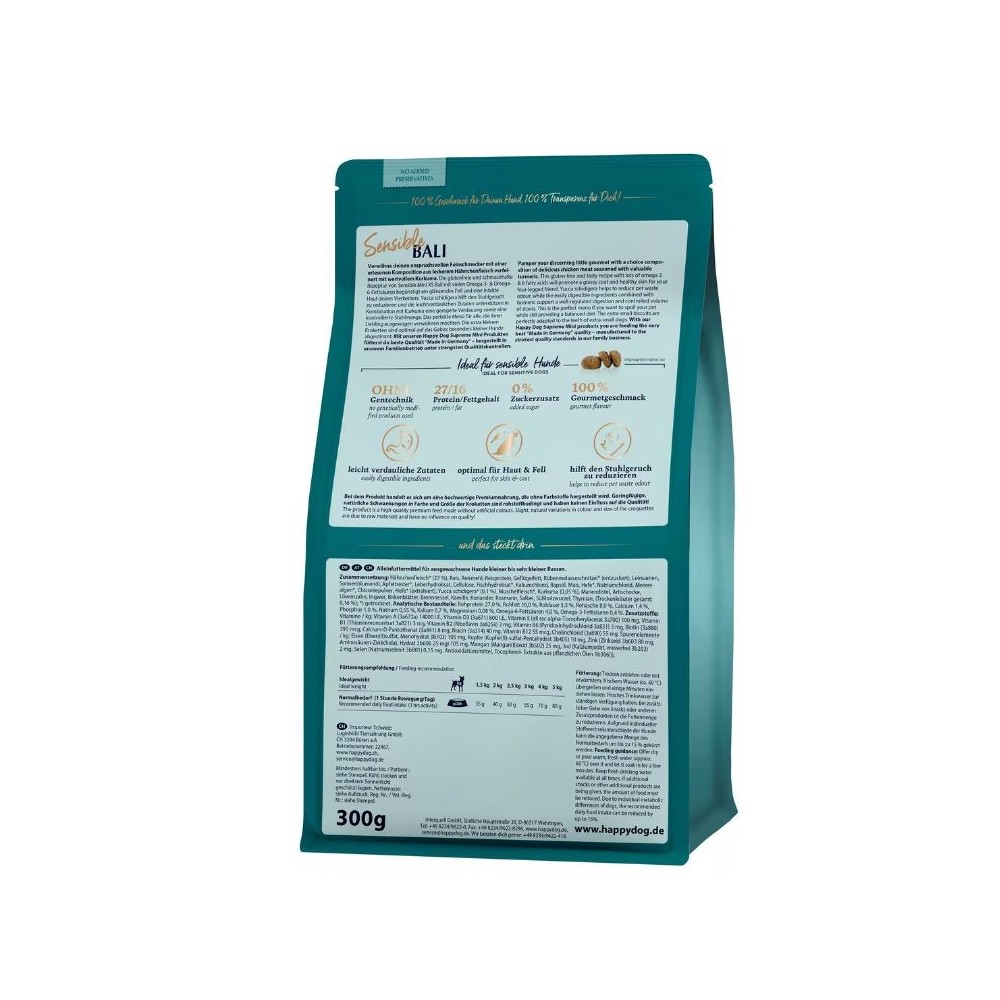 Happy Dog XS Mini Bali visavertis pašaras mažų veislių suaugusiems šunims su vištiena ir ciberžole, 1,3 kg - Image 5