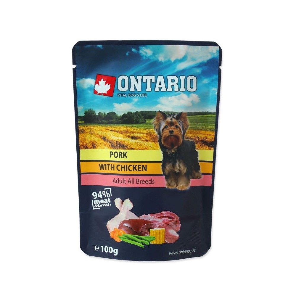 Ontario konservai šunims su kiauliena ir vištiena sultinyje