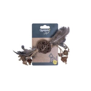 Žaislas katėms kamuoliukas su plunksnomis