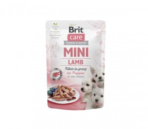 Brit Care Mini konservuotas pašaras šunims maiš. Puppy Lamb fillets in gravy 85 g