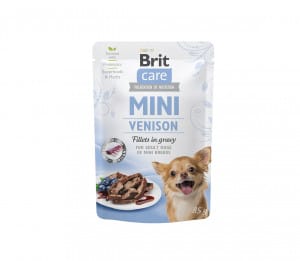 Brit Care Mini konservuotas pašaras šunims maiš. Venison fillets in gravy 85 g