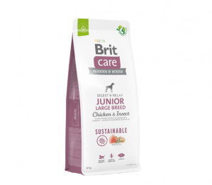 Brit Care Sustainable Junior Large Breed Chicken&Insect sausas pašaras šunims su vištiena ir vabzdžiais 12kg