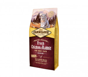 Carnilove Fresh Chicken&Rabbit Gourmand for Adult sausas pašaras katėms 2 kg