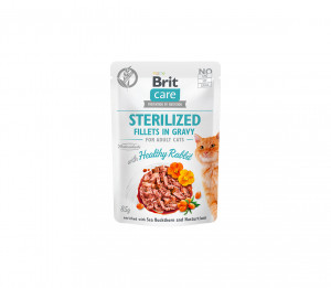 Brit Care Cat Sterilized konservuotas pašaras katėms maiš. Fillets in Gravy Healthy Rabbit 85 g