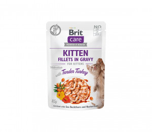 Brit Care Cat Kitten konservuotas pašaras katėms maiš. Fillets in Gravy Turkey 85 g