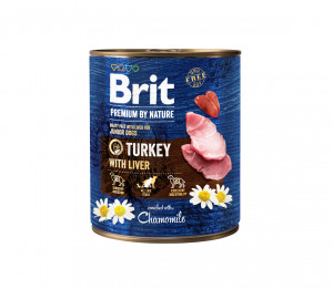 Brit Premium by Nature konservuotas pašaras šunims Turkey with Liver 400 g