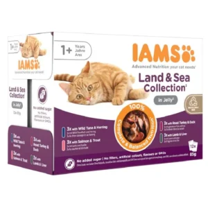 IAMS Delights Land & Sea Collection in Jelly konservuotas maistas suaugusioms katėms, 12 × 85 g
