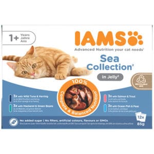 IAMS Delights Sea Collection in Jelly konservuotas maistas suaugusioms katėms, 12 × 85 g